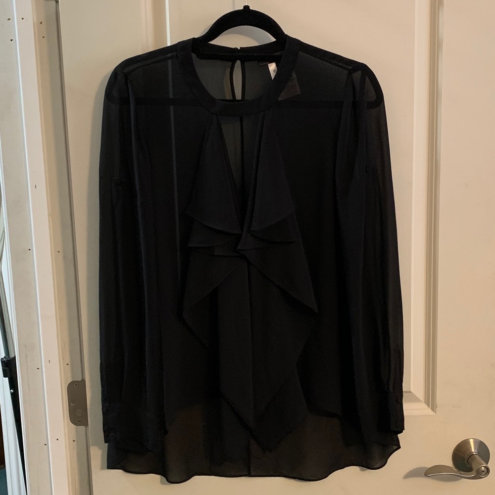 BCBGMAXAZRIA Long Sleeve Black Woven Top